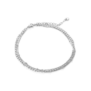 Fußkettchen Zweischichtige Glieder Silber Fußkettchen Zweischichtige Glieder Silber