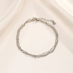 Fußkettchen Zweischichtige Glieder Silber Fußkettchen Zweischichtige Glieder Silber