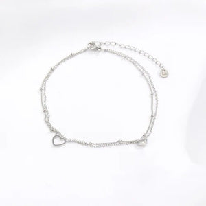 Fußkettchen zweischichtiges Herz Silber Fußkettchen zweischichtiges Herz Silber