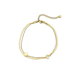 Fußkettchen zweischichtiges Kleeblatt Gold Fußkettchen zweischichtiges Kleeblatt Gold