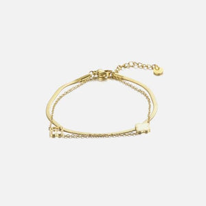 Fußkettchen zweischichtiges Kleeblatt Gold Fußkettchen zweischichtiges Kleeblatt Gold