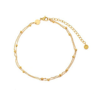 Fußkettchen zweischichtiges Kugeln Gold Fußkettchen zweischichtiges Kugeln Gold