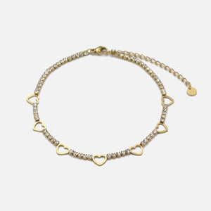 Fußkette mit Steinen & Herzen Gold Fußkette mit Steinen & Herzen Gold