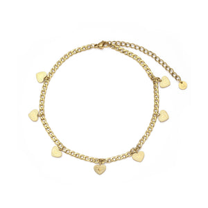 Fußkette sieben Herzen Gold Fußkette sieben Herzen Gold