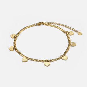 Fußkette sieben Herzen Gold Fußkette sieben Herzen Gold