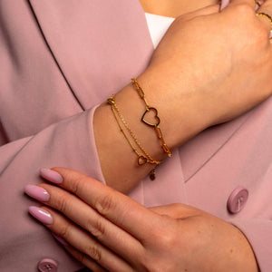 Gliederarmband mit großem Herz Gold Gliederarmband mit großem Herz Gold