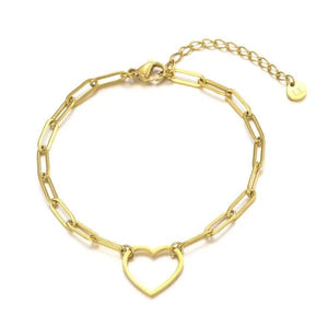 Gliederarmband mit großem Herz Gold Gliederarmband mit großem Herz Gold