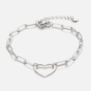 Gliederarmband mit großem Herz Silber Gliederarmband mit großem Herz Silber