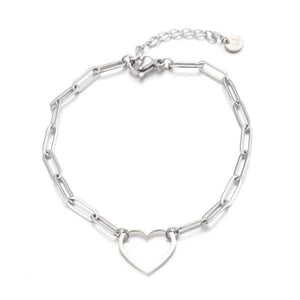 Gliederarmband mit großem Herz Silber Gliederarmband mit großem Herz Silber