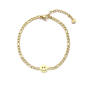 Gliederarmband mit Smiley Gesicht Gold Gliederarmband mit Smiley Gesicht Gold