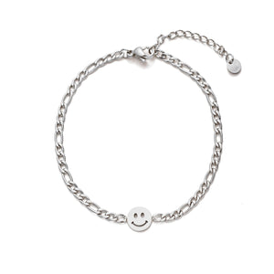 Gliederarmband mit Smiley Gesicht Silber Gliederarmband mit Smiley Gesicht Silber