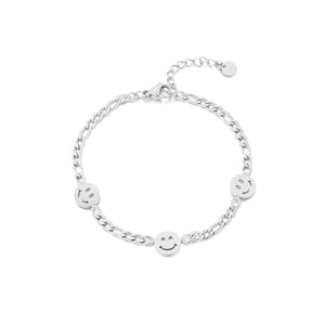 Gliederarmband mit Smiley Gesichtern Silber Gliederarmband mit Smiley Gesichtern Silber