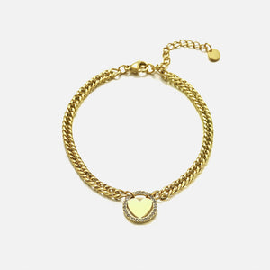 Gliedernarmband mit Herz Strass Gold Gliedernarmband mit Herz Strass Gold