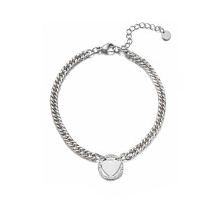 Gliedernarmband mit Herz Strass Silber Gliedernarmband mit Herz Strass Silber