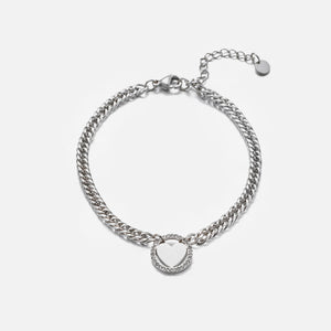 Gliedernarmband mit Herz Strass Silber Gliedernarmband mit Herz Strass Silber