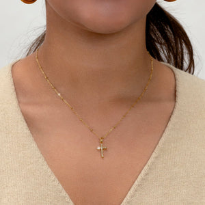 Halskette Kreuz Strass Gold Halskette Kreuz Strass Gold