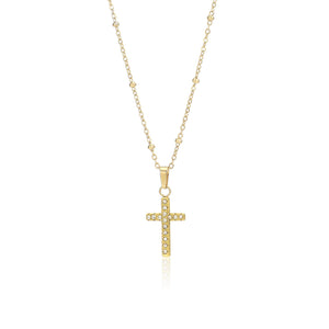 Halskette Kreuz Strass Gold Halskette Kreuz Strass Gold
