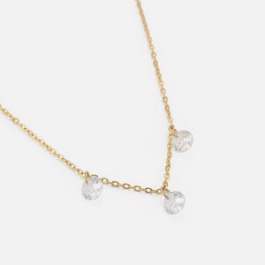 Halskette mit drei Steinen Gold Halskette mit drei Steinen Gold