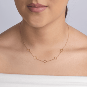 Halskette offene Kleeblätter Gold Halskette offene Kleeblätter Gold