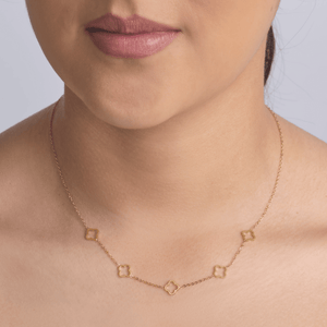 Halskette offene Kleeblätter Gold Halskette offene Kleeblätter Gold