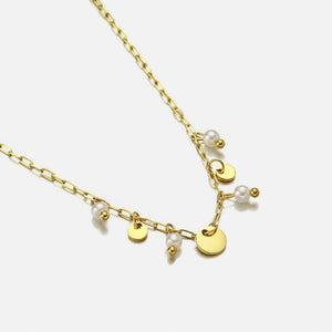 Halskette Perle und Münze Gold Halskette Perle und Münze Gold