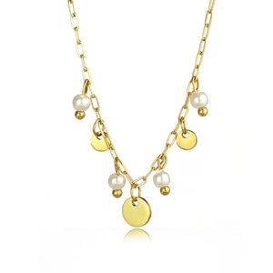 Halskette Perle und Münze Gold Halskette Perle und Münze Gold