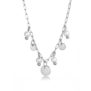 Halskette Perle und Münze SIlber Halskette Perle und Münze SIlber