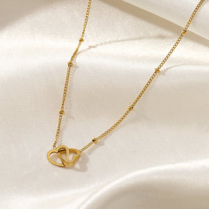 Halskette zwei verbundene Herzen Gold Halskette zwei verbundene Herzen Gold
