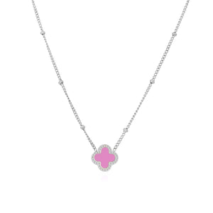 Kleeblatt Halskette Silber/rosa Kleeblatt Halskette Silber/rosa
