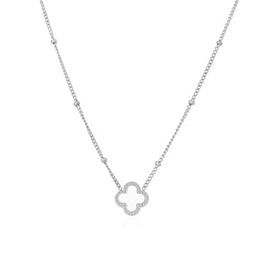 Kleeblatt Halskette Silber/weiß Kleeblatt Halskette Silber/weiß
