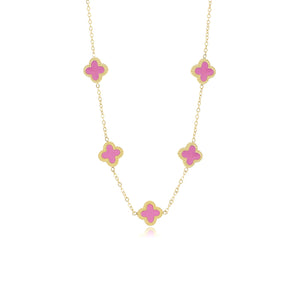 Kleeblätter Halskette Gold/rosa Kleeblätter Halskette Gold/rosa