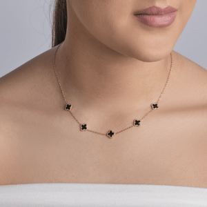 Kleeblätter Halskette Gold/schwarz Kleeblätter Halskette Gold/schwarz