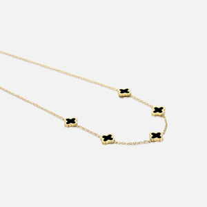 Kleeblätter Halskette Gold/schwarz Kleeblätter Halskette Gold/schwarz