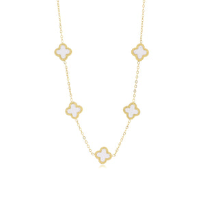 Kleeblätter Halskette Gold/weiß Kleeblätter Halskette Gold/weiß