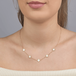 Kleeblätter Halskette Gold/weiß Kleeblätter Halskette Gold/weiß