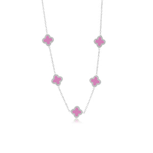 Kleeblätter Halskette Silber/rosa Kleeblätter Halskette Silber/rosa