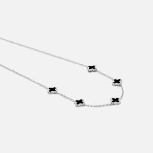 Kleeblätter Halskette Silber/schwarz Kleeblätter Halskette Silber/schwarz