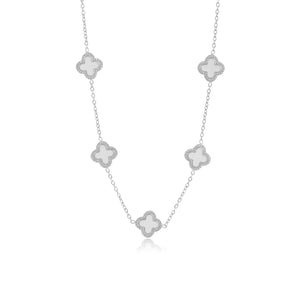 Kleeblätter Halskette Silber/weiß Kleeblätter Halskette Silber/weiß