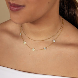 Kleeblätter Halskette Strass Gold Kleeblätter Halskette Strass Gold