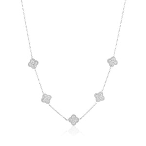 Kleeblätter Halskette Strass Silber Kleeblätter Halskette Strass Silber