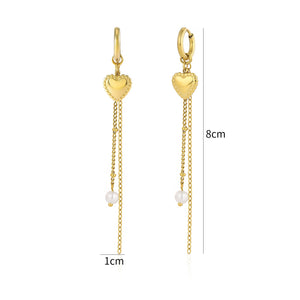 Ohrring Herz Perlen Kette Gold Ohrring Herz Perlen Kette Gold