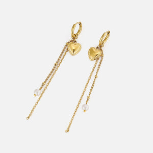 Ohrring Herz Perlen Kette Gold Ohrring Herz Perlen Kette Gold