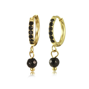 Ohrring schwarze Steine Lux Gold Ohrring schwarze Steine Lux Gold