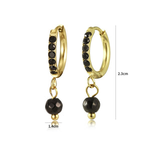 Ohrring schwarze Steine Lux Gold Ohrring schwarze Steine Lux Gold