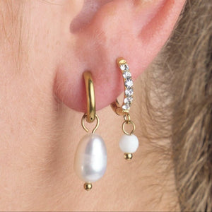 Ohrring weiße Steine Lux Gold Ohrring weiße Steine Lux Gold