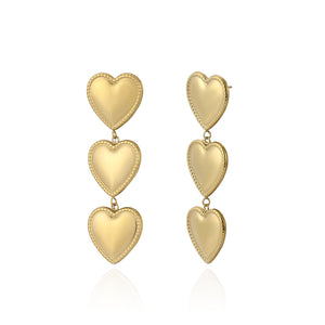 Ohrringe Drei Luxus Herzen Gold Ohrringe Drei Luxus Herzen Gold
