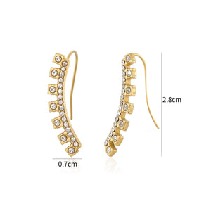 Ohrringe gebogen mit Steinchen Gold Ohrringe gebogen mit Steinchen Gold