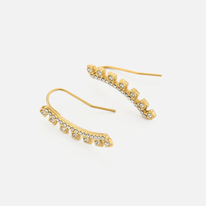 Ohrringe gebogen mit Steinchen Gold Ohrringe gebogen mit Steinchen Gold