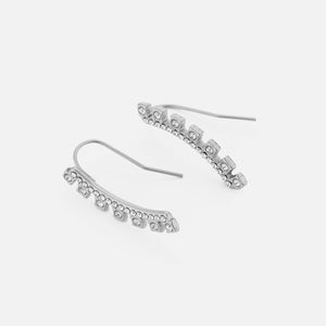 Ohrringe gebogen mit Steinchen Silber Ohrringe gebogen mit Steinchen Silber