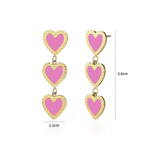 Ohrringe hängende Herzen rosa Ohrringe hängende Herzen rosa